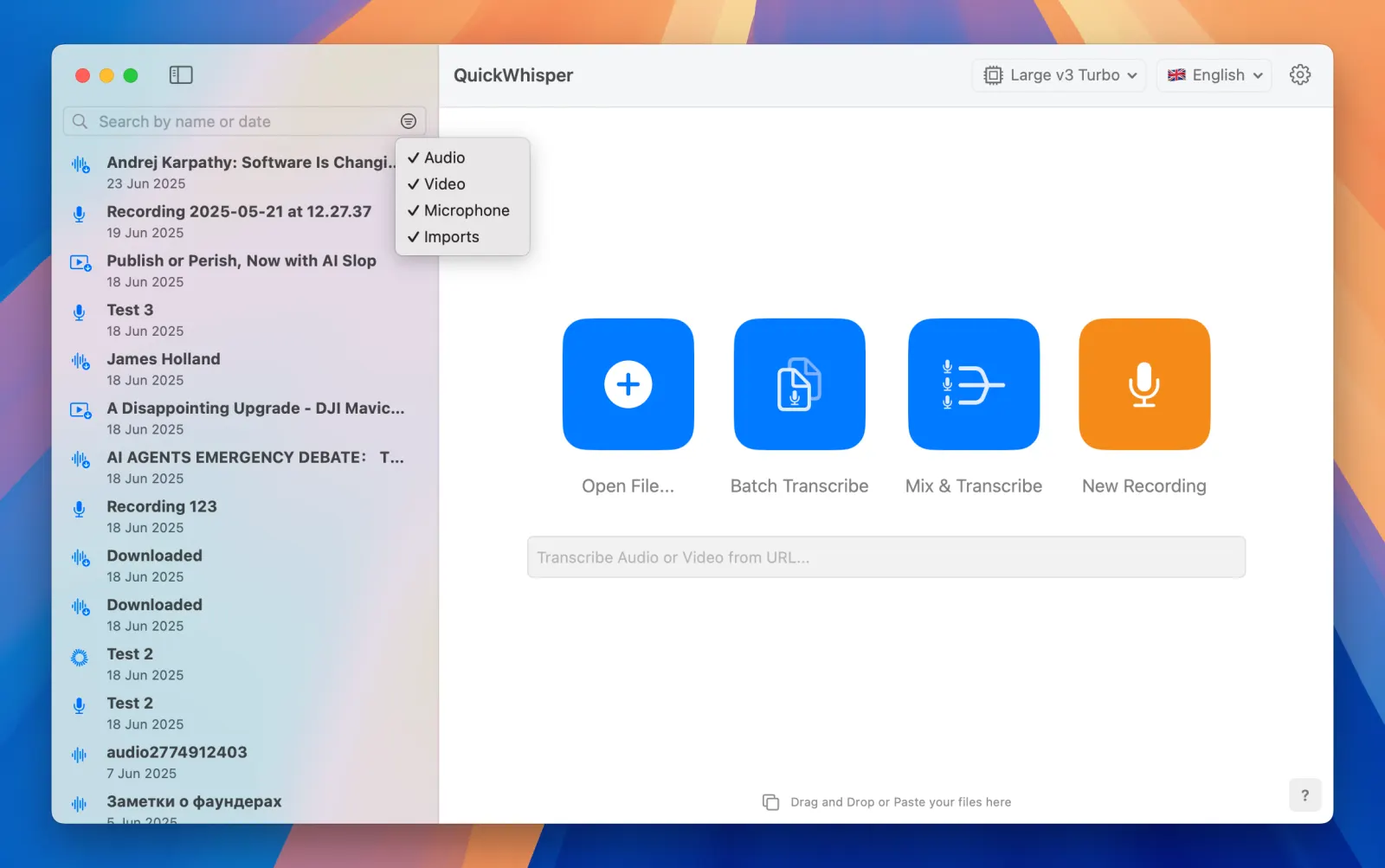 MeetMic 1.13 - Filter History by Item Type