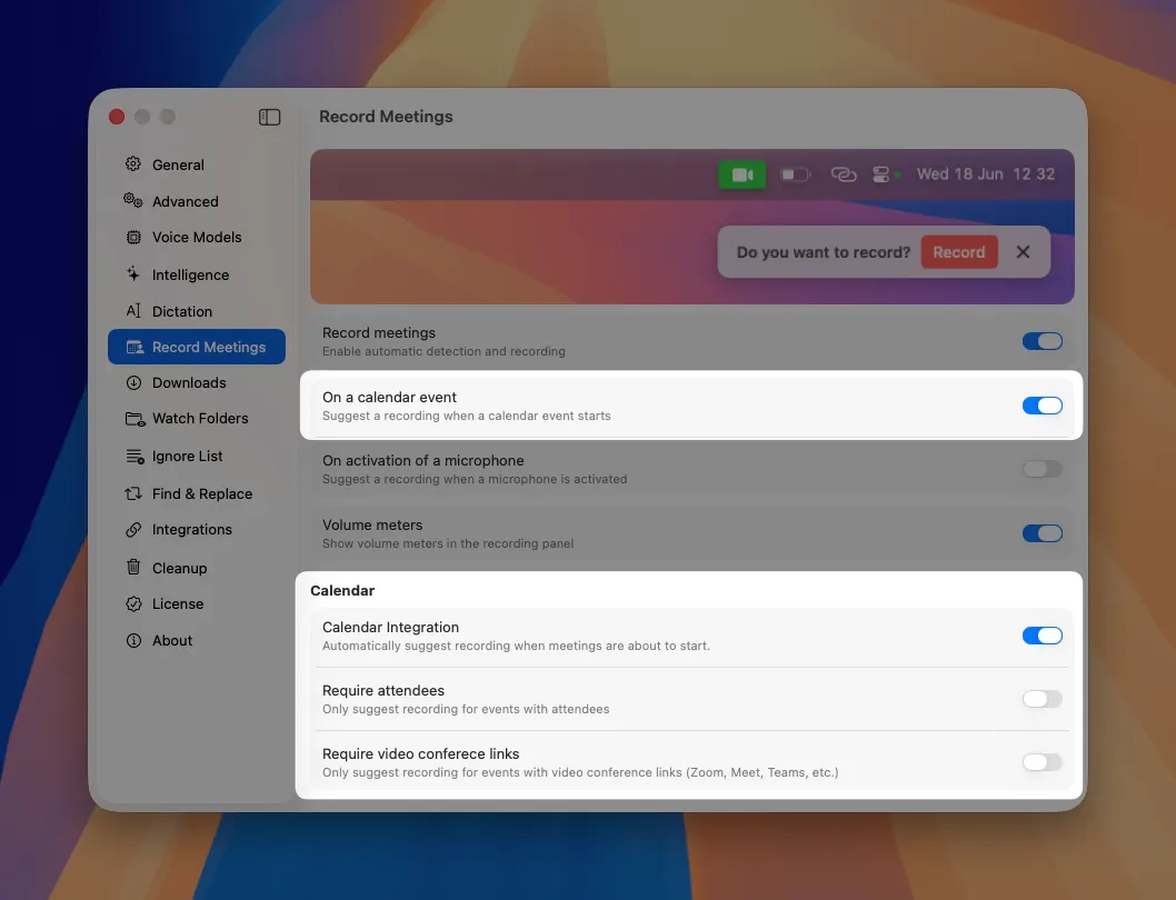 MeetMic 1.16 - Record Calendar Meetings