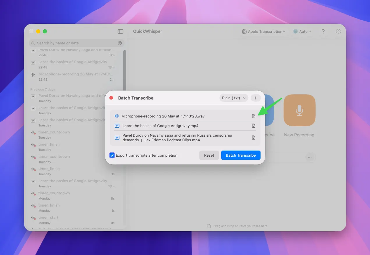 MeetMic 1.18 - Enhanced Batch Transcription