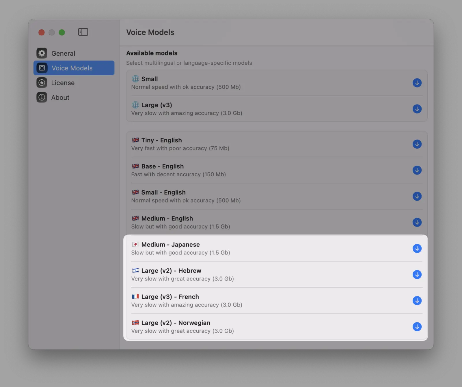 MeetMic 1.2 – Speaker Detection (Beta) - Language-specific Voice Models