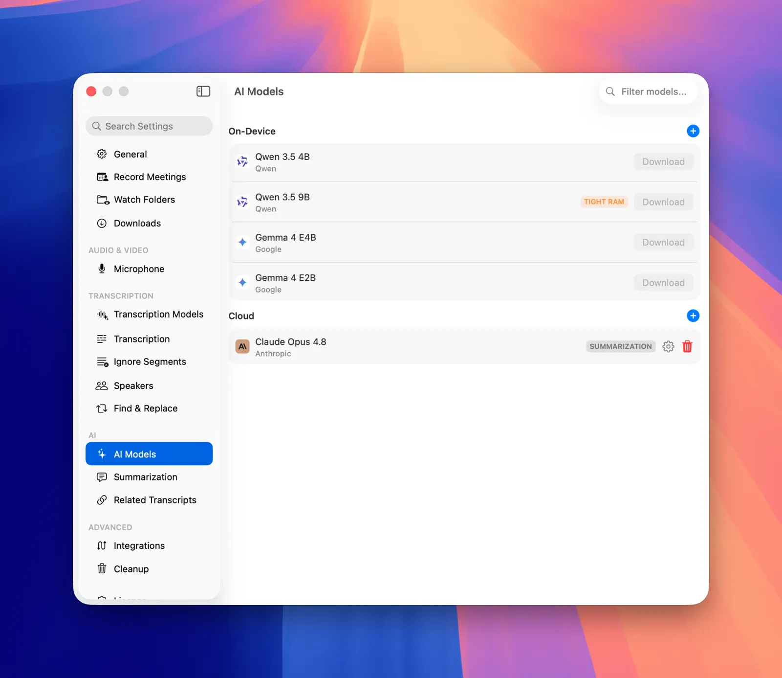 MeetMic 1.30 - Modern On-Device AI Models