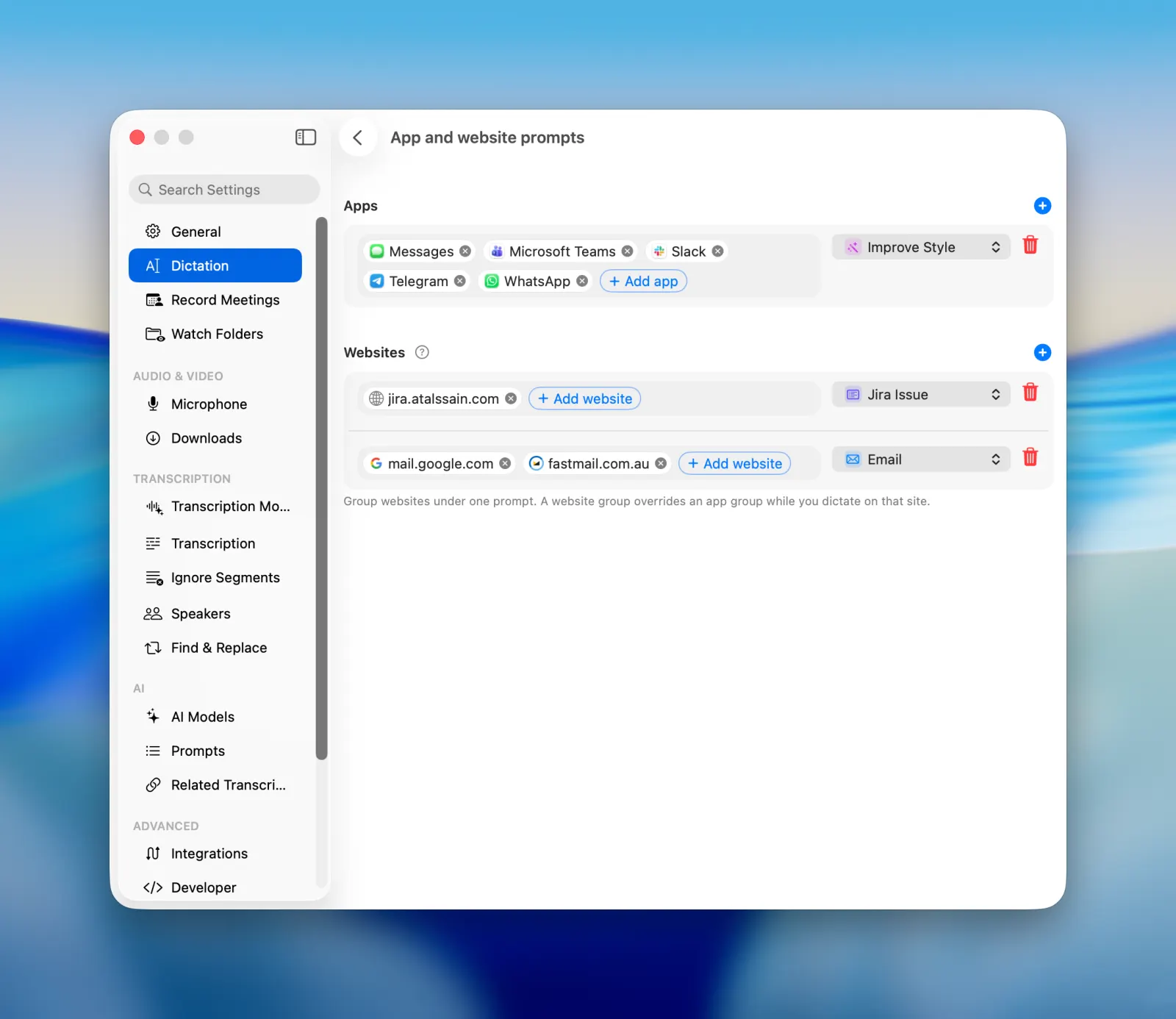 MeetMic 1.31 - App and Website Prompts