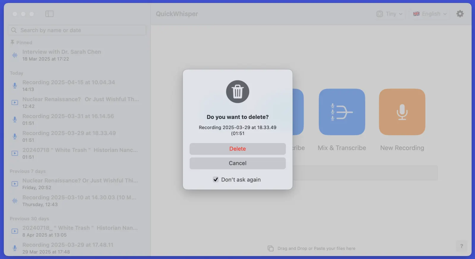 MeetMic 1.9 - Streamlined Deletion Process