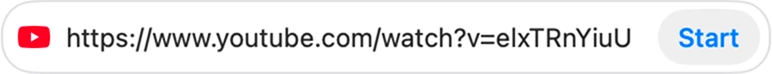 A YouTube link pasted into MeetMic, ready to transcribe
